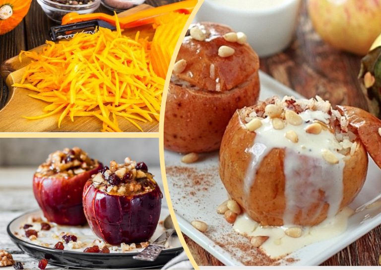 Полезный осеннний десерт: печеные яблоки с начинкой из тыквы