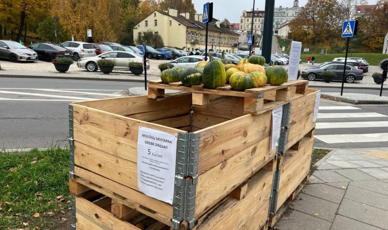 В центре Вильнюса установили тыквенный киоск самообслуживания