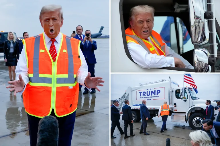 Дональд Трамп пообщался с журналистами из кабины мусоровоза