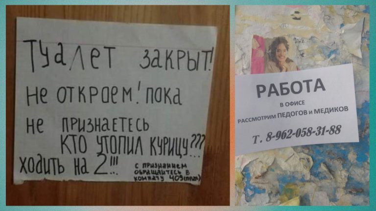Объявления и надписи из нашей повседневной жизни