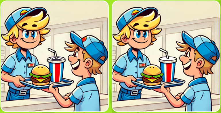 Пора поработать головой! Найдите три отличия! 🍔🥤