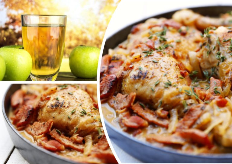 Запеченная курица с сидром и копченым беконом. Магия вкусов