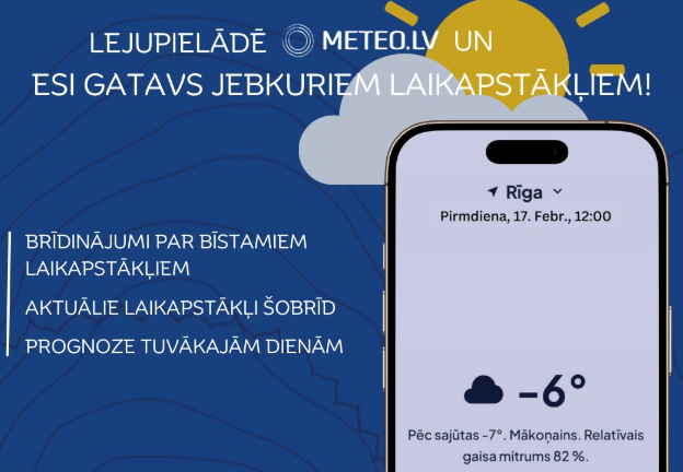 В Латвии запущено приложение Meteo.lv для предупреждения об экстремальной погоде