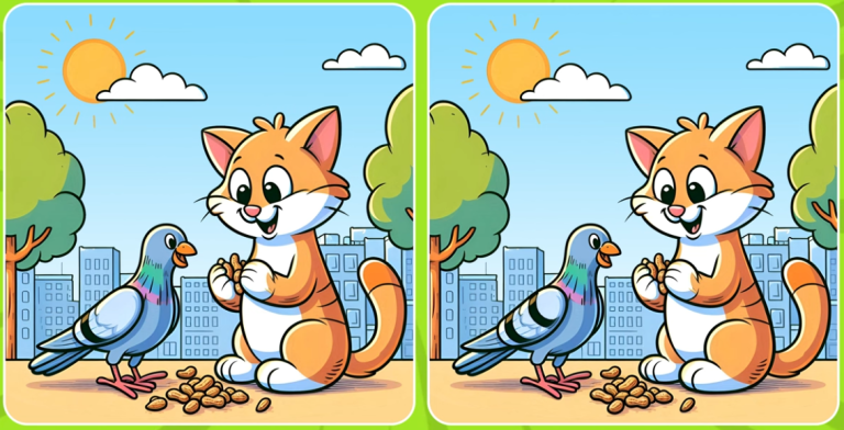 🐱🐦 Котик и голубь — найдите 3 отличия за 30 секунд! 🔍💥