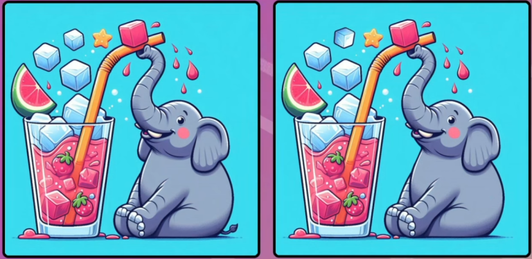 🐘🍹 Секреты в стакане! Найдите 3 отличия между этими картинками! 🔍