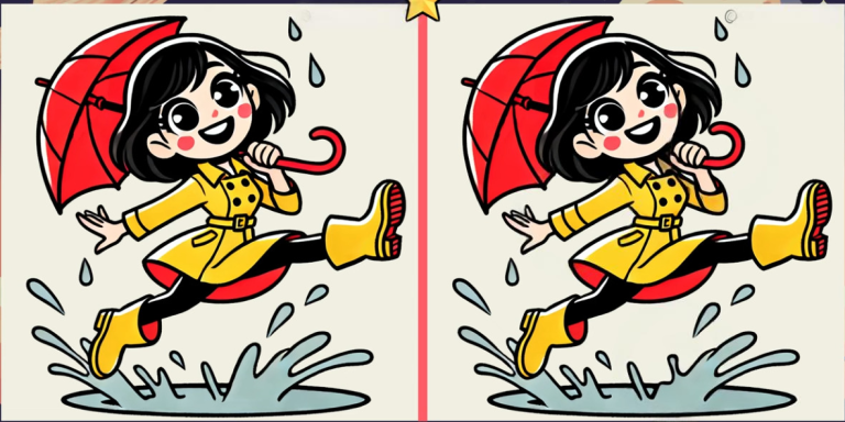 ☔ Девочка, дождь и зонтик: найди три отличия за 30 секунд! 💦