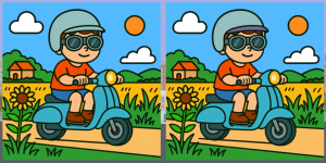 🛵 Солнце, скутер и подвох: найди 3 отличия до следующего поворота!