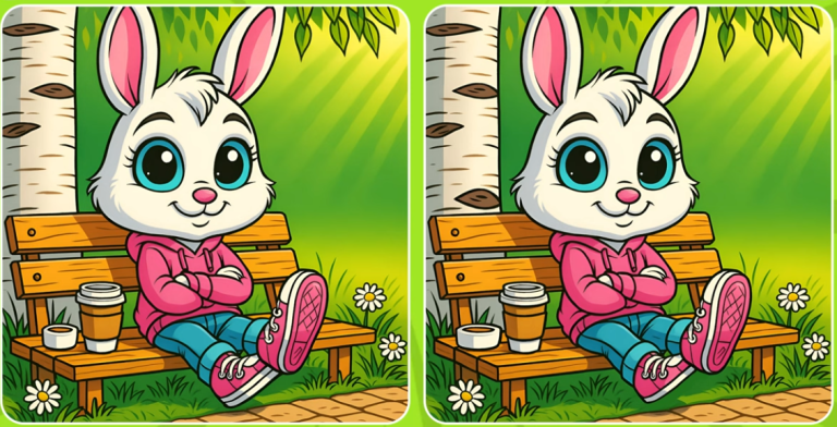 🐰 Кофе, скамейка, ушки: найди 3 отличия до того, как остынет латте!