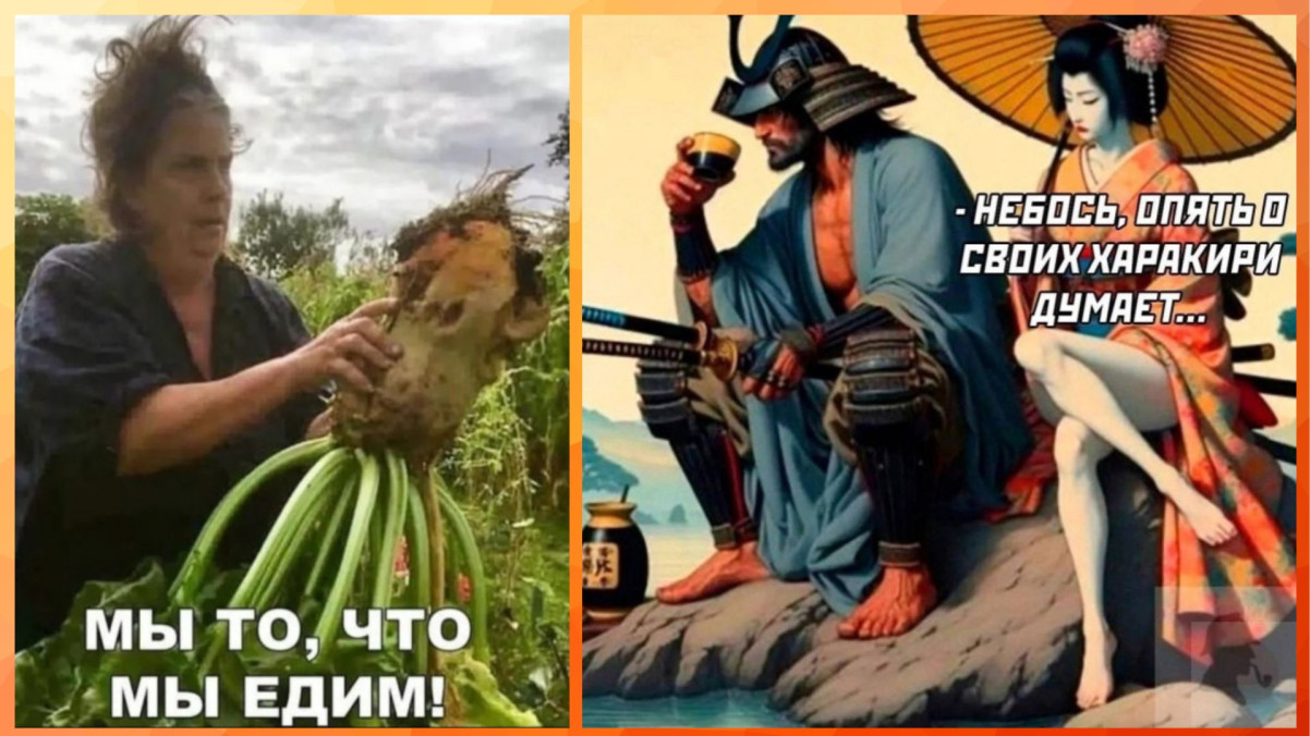 Интернет мемы в понедельник и самурай