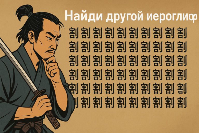 🈹 Решай как самурай: найди отличающийся иероглиф за 7 секунд