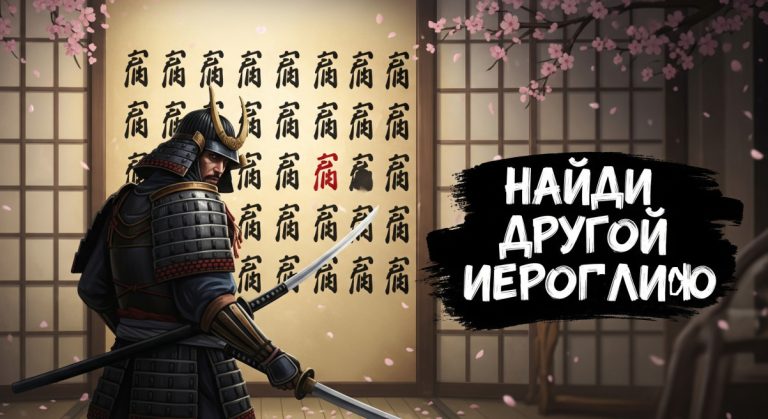 🈚 Решай как самурай: у тебя 7 секунд на поиски «другого» иероглифа!