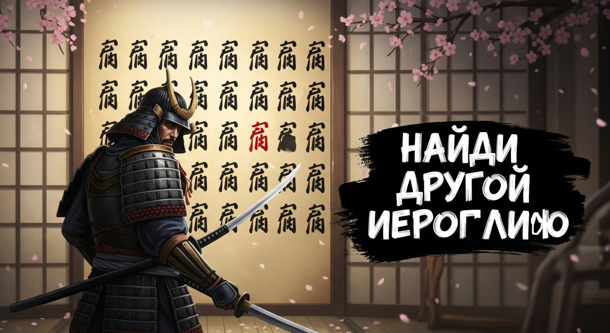 🈚 Решай как самурай: у тебя 7 секунд на поиски «другого» иероглифа!