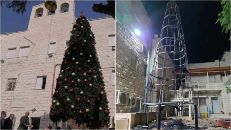 В Палестине подожгли рождественскую ёлку у храма