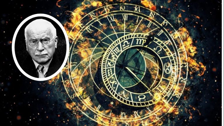 Иллюстрация с зодиакальным кругом и символическими образами архетипов в психологии Юнга