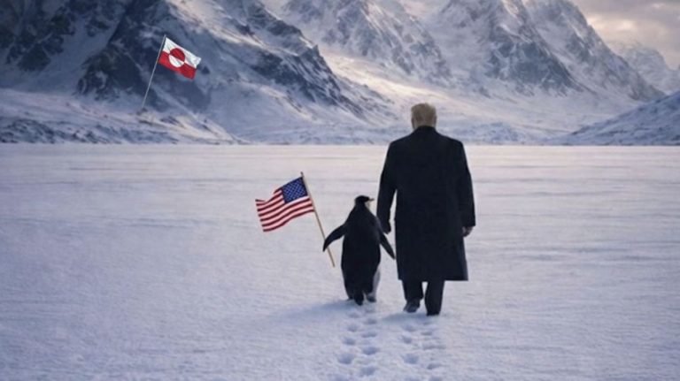 Белый дом опубликовал изображение Трампа с пингвином в Гренландии