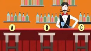 Визуальный психологический тест с интерьером бара и тремя барными табуретами — выберите, на какой табурет вы бы сели, чтобы узнать свой характер