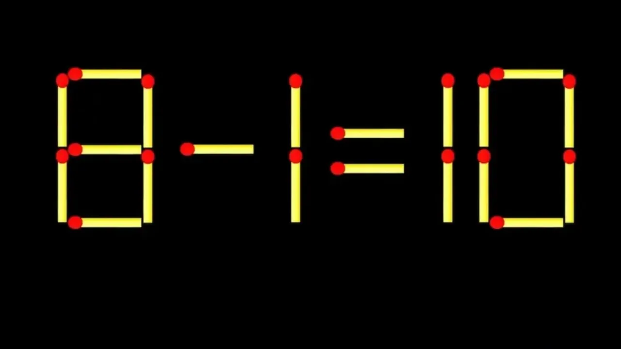 🧩 Магия одной спички: Исправьте «8 - 1 = 10» за 15 секунд