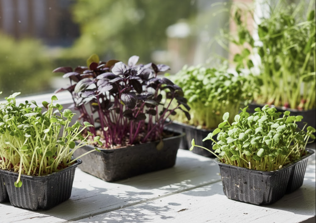 Процесс посева семян микрозелени на влажное бумажное полотенце в домашних условиях