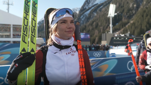 Эстере Вольф на дистанции гонки преследования на Олимпиаде-2026