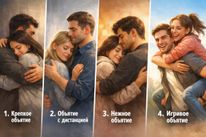 Психологический тест: четыре типа объятий — крепкое, с дистанцией, нежное и спонтанное — для определения ожиданий от близости.