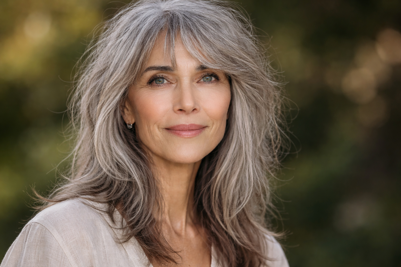 Минус возраст, плюс объем: 24 стрижки для женщин около 50 с вытянутым лицом