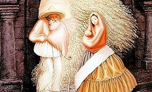 оптическая иллюзия: лицо старика, стоящий мужчина и женщина с ребёнком — тест на личность и восприятие