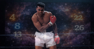 Числа 4, 8, 13, 17, 22 и 26 на фоне космического пространства как символ внутренней силы и устойчивости