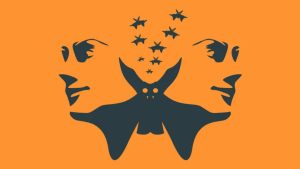 Оптическая иллюзия: изображение, в котором можно увидеть лица людей или силуэты летучих мышей