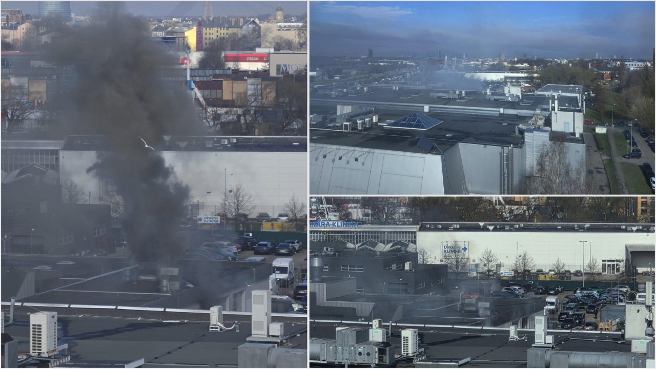 Пожар в Риге на улице Краста: загорелся авто сервис «Moller»