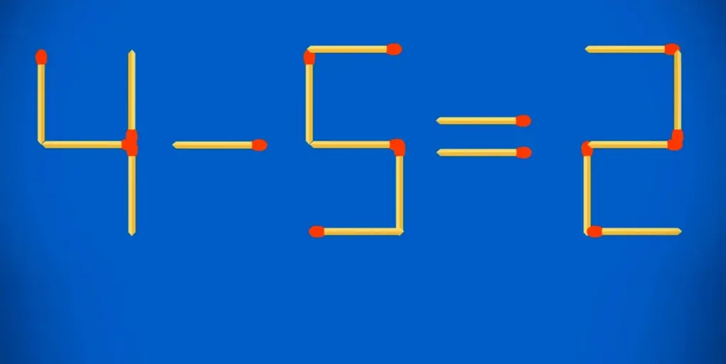 🧩 Двойной вызов для мозга: Исправьте «4 – 5 = 2», передвинув две спички