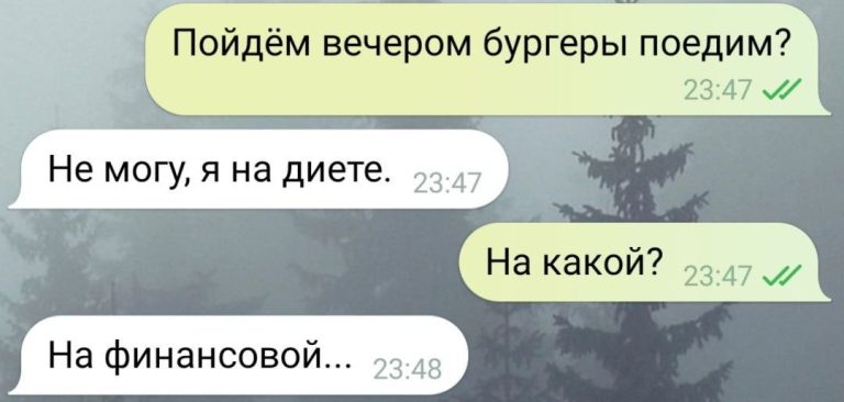 21 смешные смс-переписки и финансовая диета