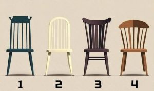 четыре деревянных стула разного цвета с номерами 1 2 3 4 — психологический тест на личность по выбору стула