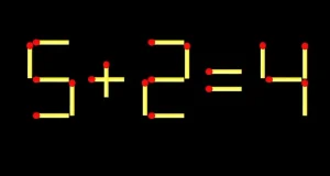 Головоломка со спичками: неверный пример 5 + 2 = 4 и его решение с одной переставленной спичкой