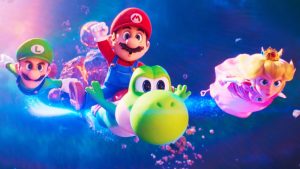 Кадр из фильма Super Mario Galaxy Movie — Марио, Луиджи и принцесса Пич на фоне космоса, лидер американского проката 2026