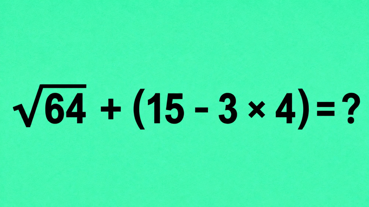 √64 + (15 - 3 × 4) = ?: задача, где мозг часто спотыкается на самом знакомом месте