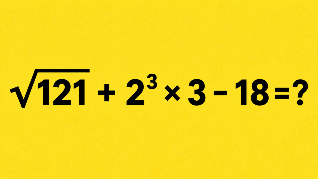 √121 + 2³ × 3 - 18 = ?: задача, где знакомые действия легко сбивают с толку