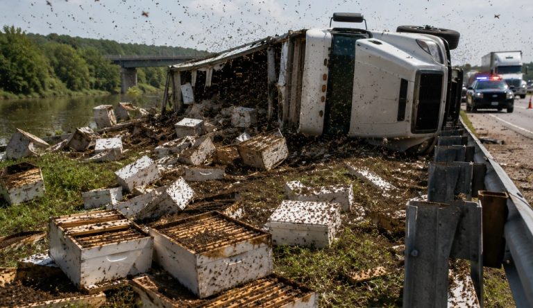 Необычное ДТП в Техасе: около 2 млн пчёл вылетели из фуры, попавшей в аварию
