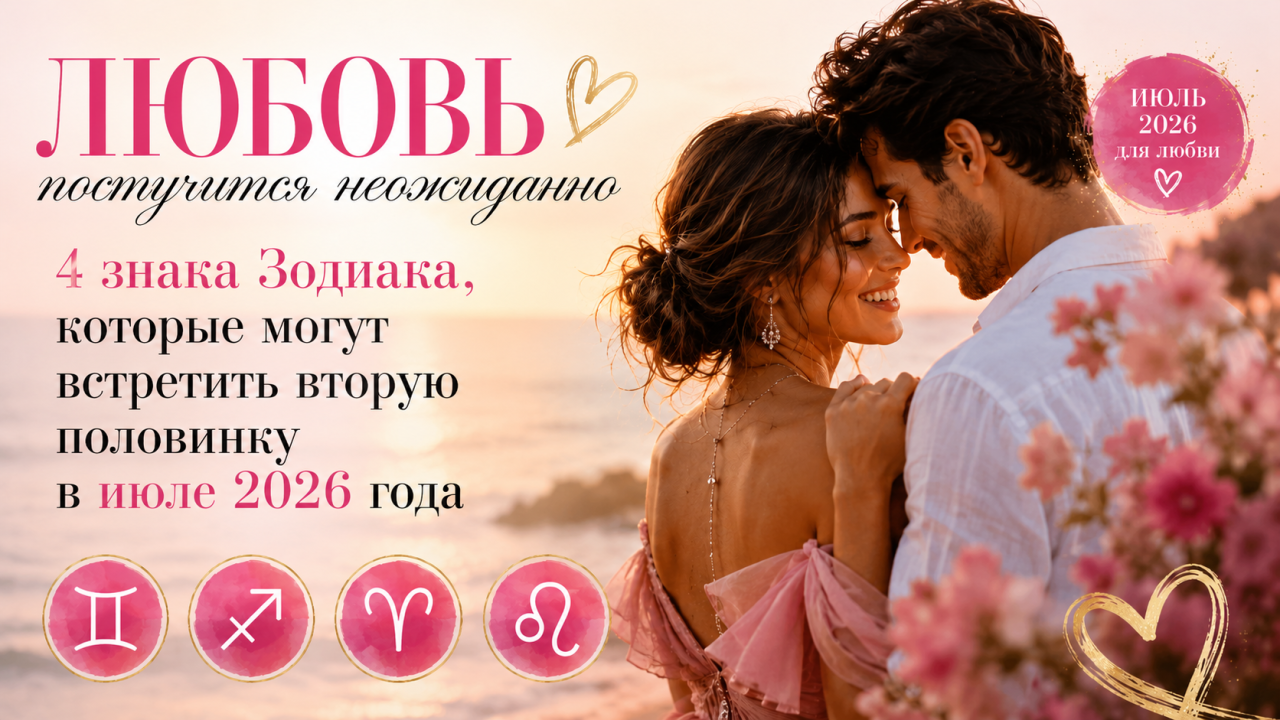 Любовь найдёт их сама: 4 знака Зодиака, которые могут встретить вторую половинку в июле 2026 года