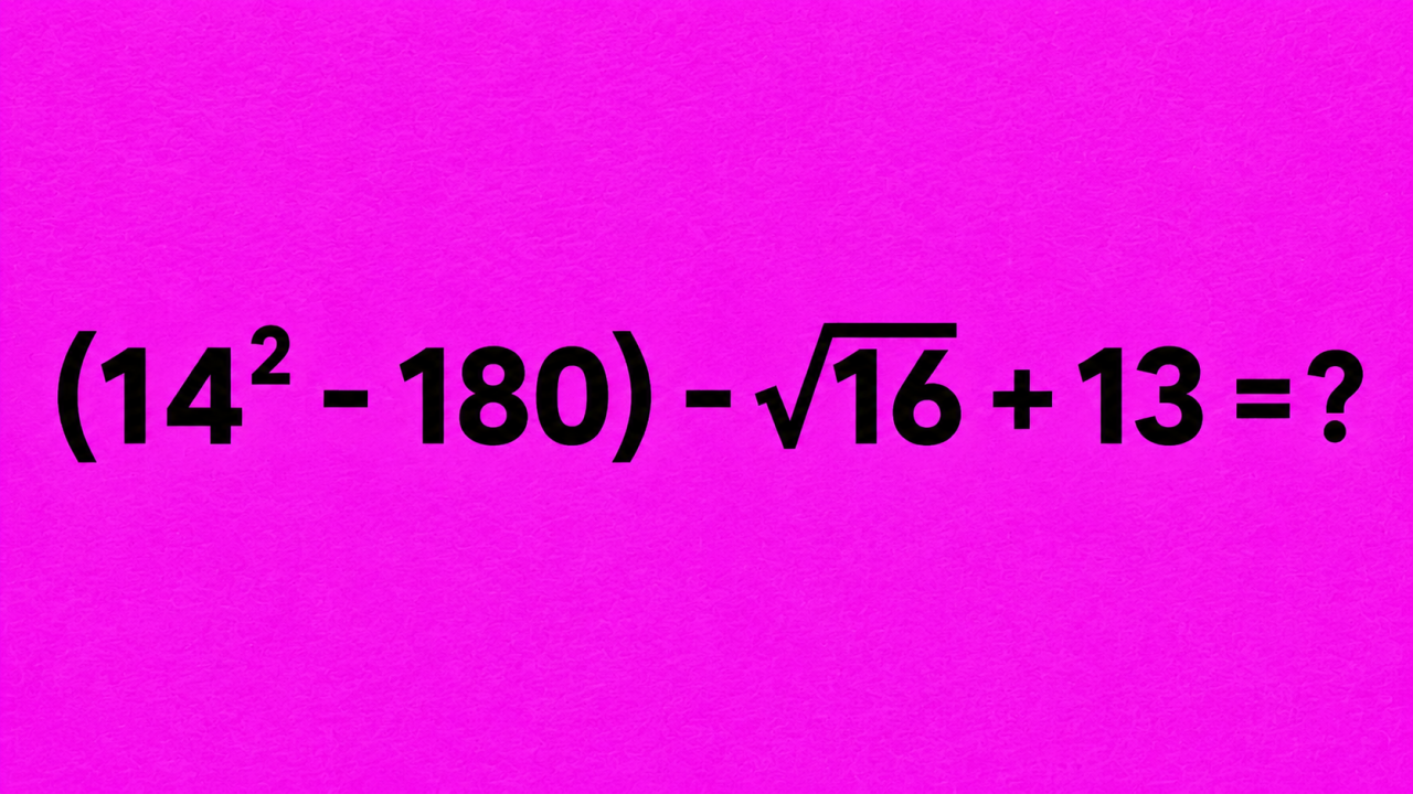 (14² - 180) - √16 + 13 = ?: мини-челлендж для мозга с квадратом, скобками и корнем