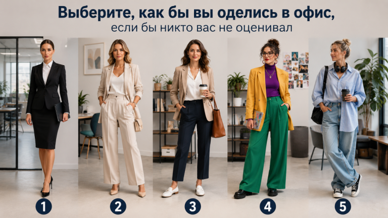 Выберите, как бы вы оделись в офис, если бы никто вас не оценивал - и узнайте, чего вам сейчас не хватает больше всего