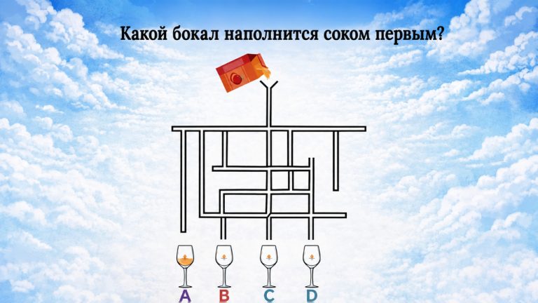 Какой бокал наполнится соком первым? Головоломка, в которой легко заблудиться