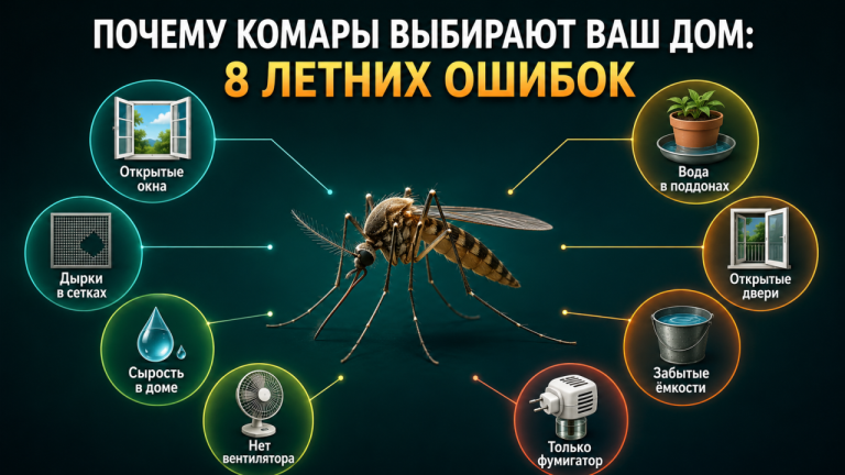 Не только открытое окно: 8 ошибок, из-за которых комары выбирают именно ваш дом