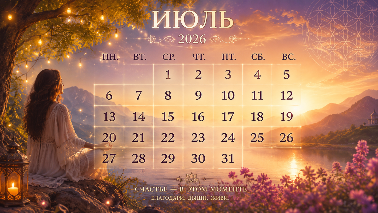 Календарь счастья на июль 2026: 31 маленький шаг, который поможет сделать этот месяц счастливее