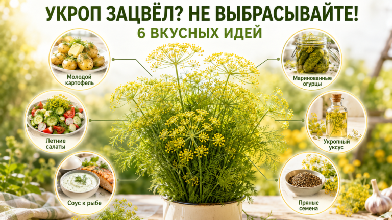 Укроп зацвел - не выбрасывайте: как превратить зонтики, стебли и семена в летние деликатесы
