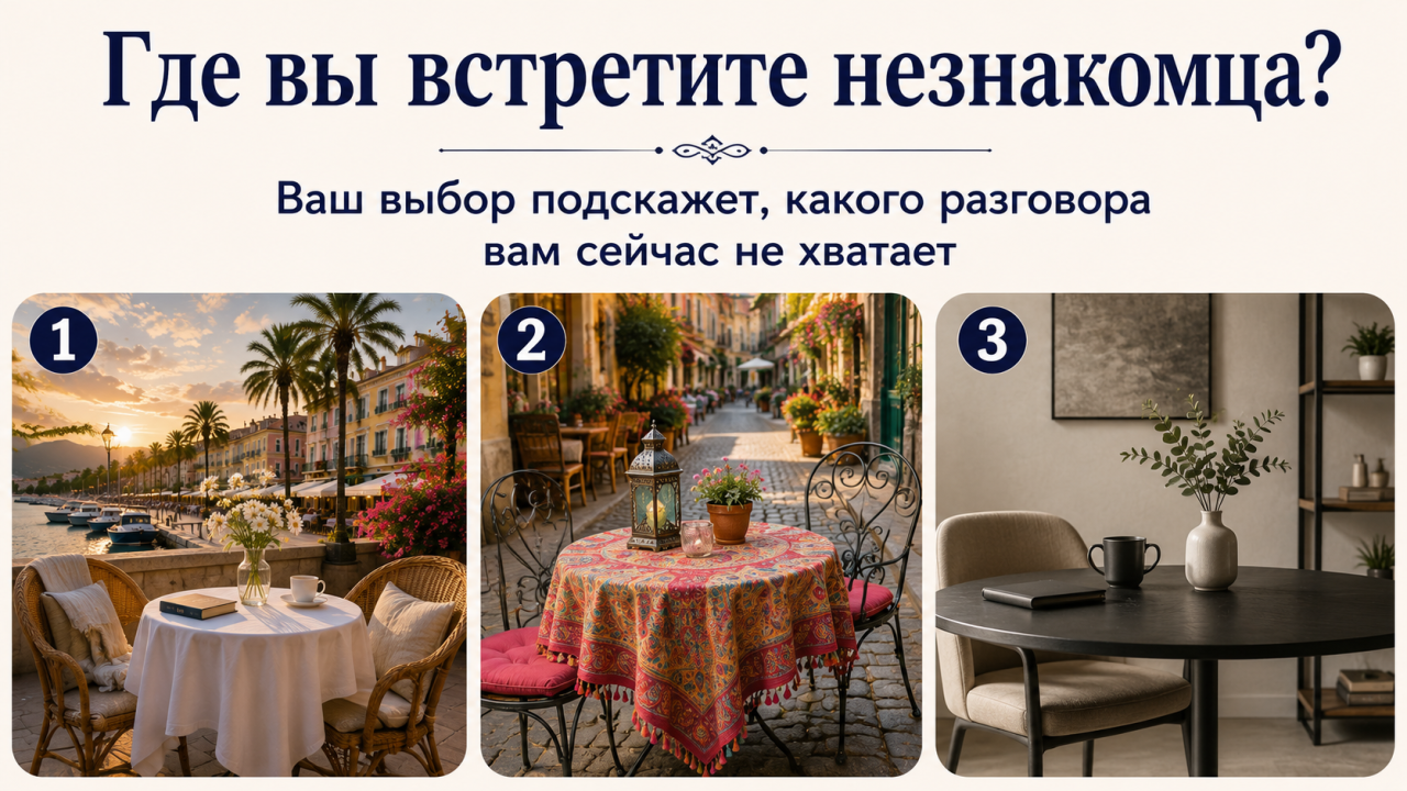 Тест: за каким столиком вы стали бы ждать неизвестного гостя? Ответ покажет, какого разговора вам сейчас не хватает