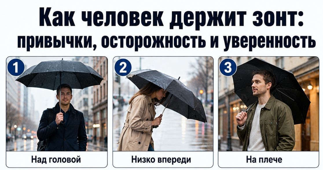 Как вы держите зонт? Тест покажет, насколько вы осторожны, уверены в себе и свободолюбивы