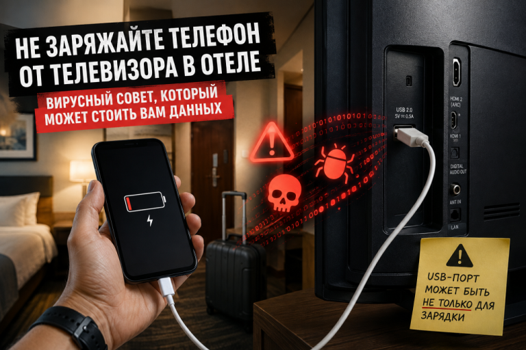 Не заряжайте телефон от телевизора в отеле: вирусный совет, который может стоить вам данных