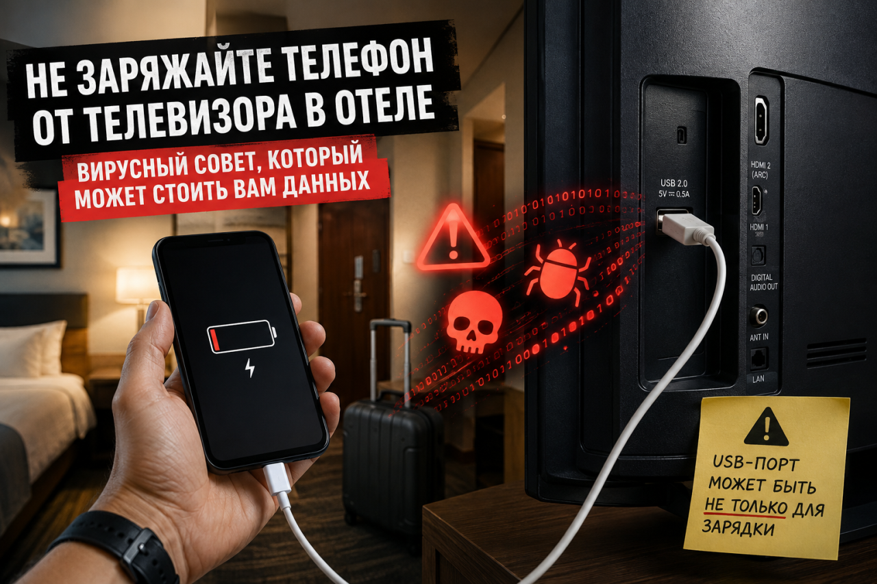 Не заряжайте телефон от телевизора в отеле: вирусный совет, который может стоить вам данных