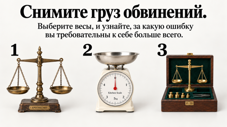 Психологический тест: выберите весы - и узнайте, за что ваш внутренний критик судит вас строже всего