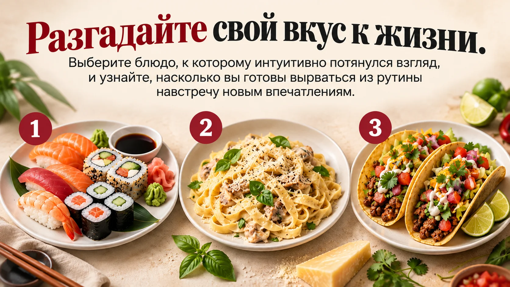 Тест: выберите блюдо, которое хочется прямо сейчас - и узнайте, насколько вы открыты приключениям